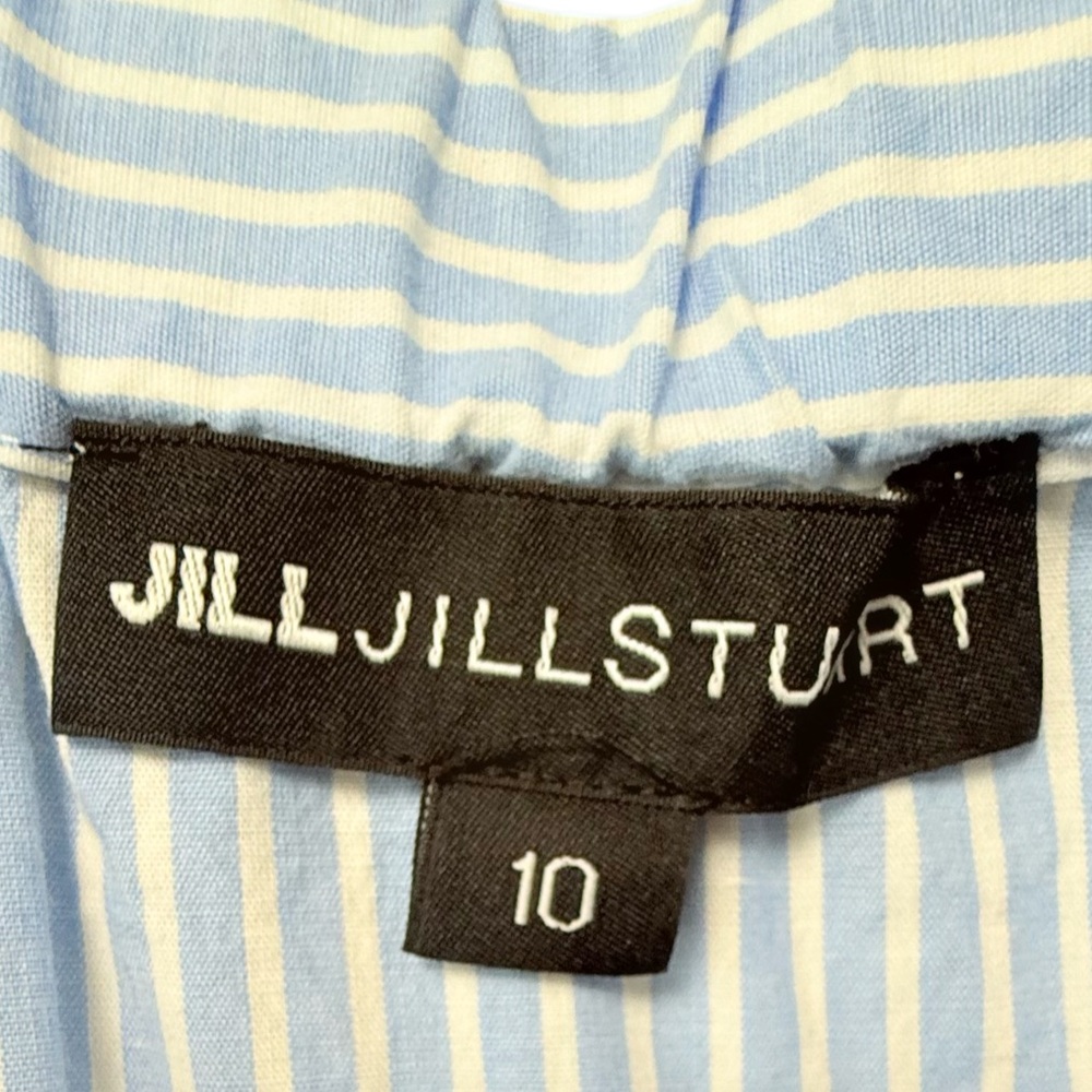 Jill Stuart Striped Ruffle Midi Skirt A-Line Cottagecore Office Preppy Nautical - Picture 5 of 7